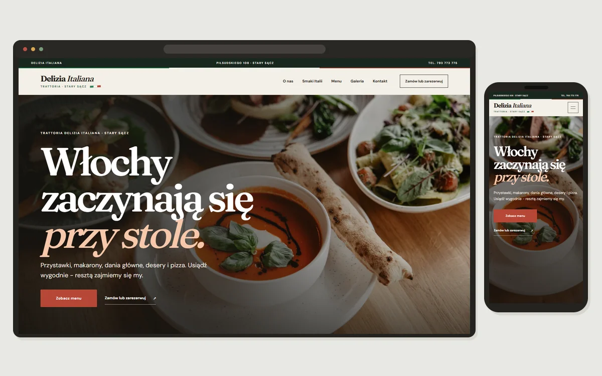 Fragment strony Delizia Italiana: Trattoria