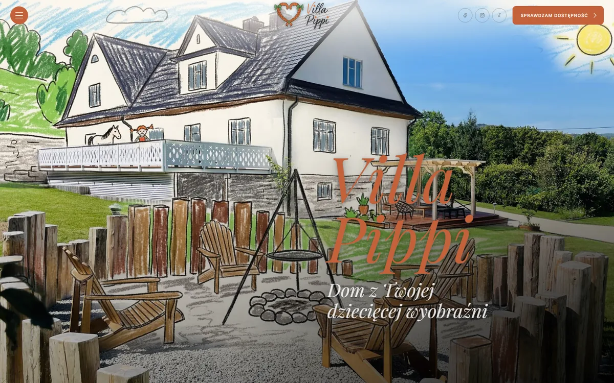 Strona Villa Pippi z widokiem domu i ogrodu